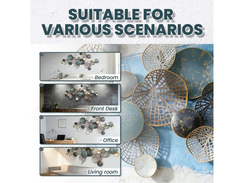 Large Metal Wall Art Lotus Leaf 3D Flower Decor Coastal Style for Living Room image number 1