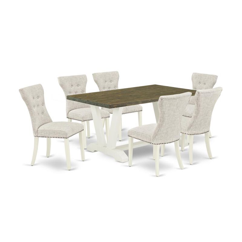 East West Furniture V076Ga235-7 - 7-Piece Small Dining Table Set - 6 Parson Dining Room Chairs and a Rectangular Dinette Table Hardwood Frame