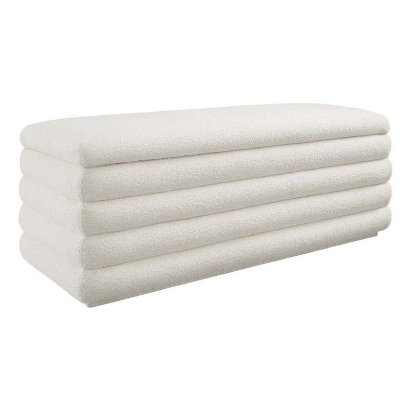Modway Mezzo 46 Inch Boucle Fabric Upholstered Storage Bench in Cloud - Channel Tufted Ottoman for Bedroom, Entryway - Versatile Bed and Living Room Bench with Storage image number 0