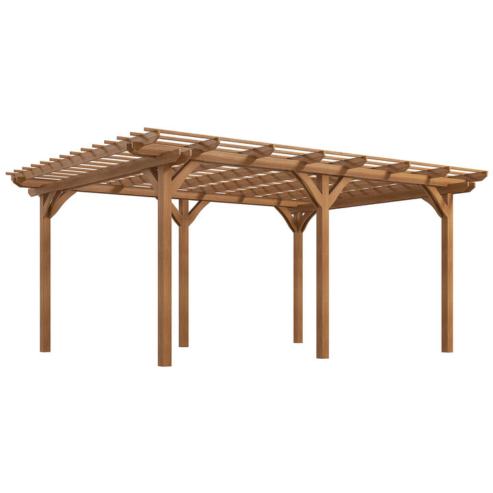 12' x 16' Wooden Pergola Outdoor Gazebo with Stable Structure