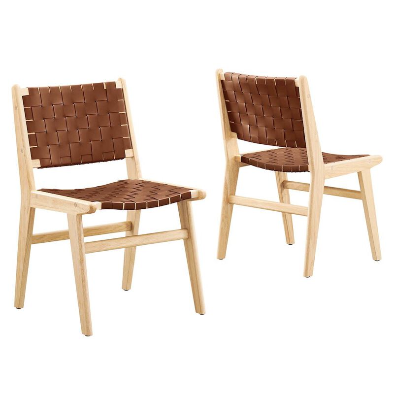 Saoirse Leather Wood Dining Side Chair Set of 2 image number 0