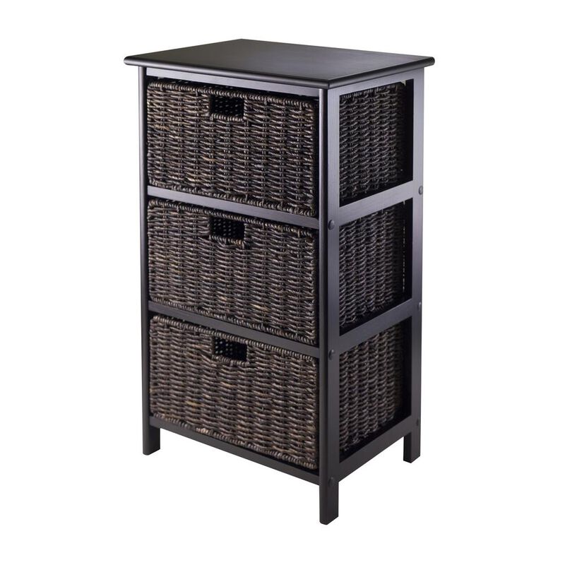 Winsome Wood Omaha Storage Rack with 3 Foldable Baskets