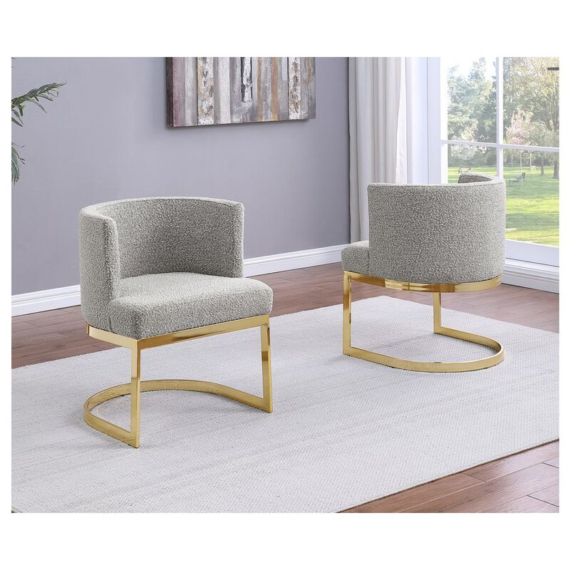 Best Quality Furniture Rich Gray With Gold Chrome Base Barrel Chair (Single Chair)