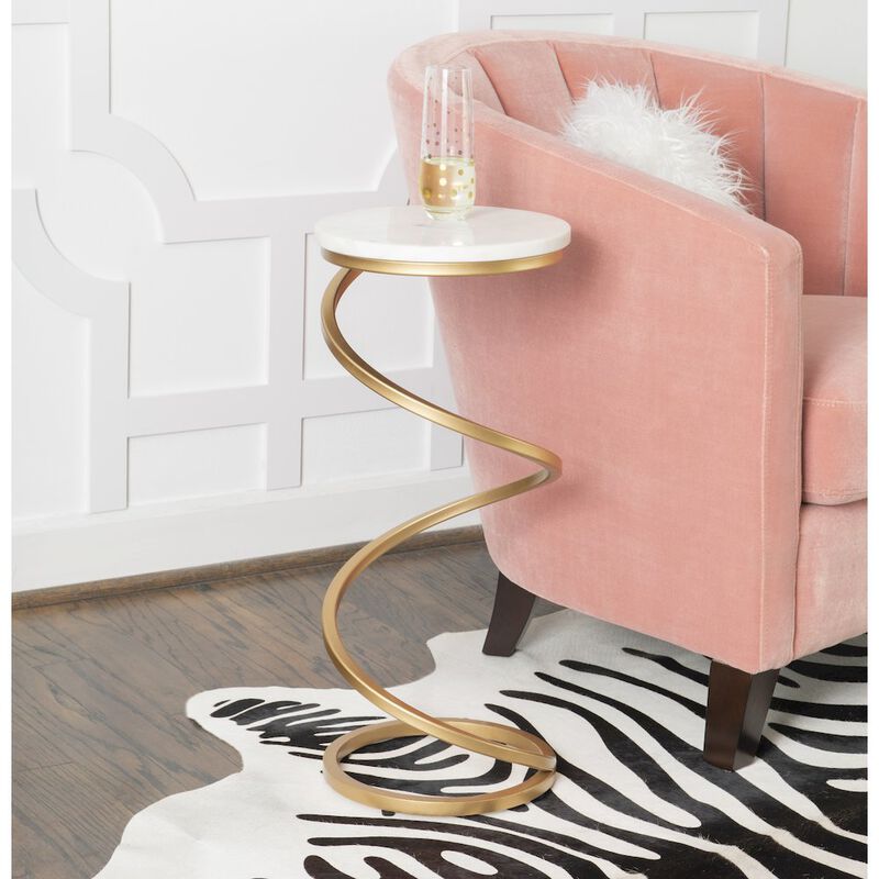 Linon Rian Spiral Drink Table White Marble image number 4