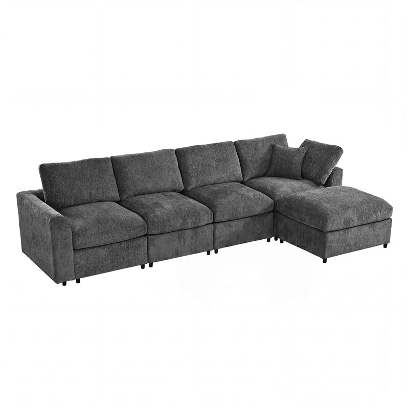 Merax Chenille Sectional Sofa with Detachable Ottoman, High-Density Foam & Pocket Springs image number 0
