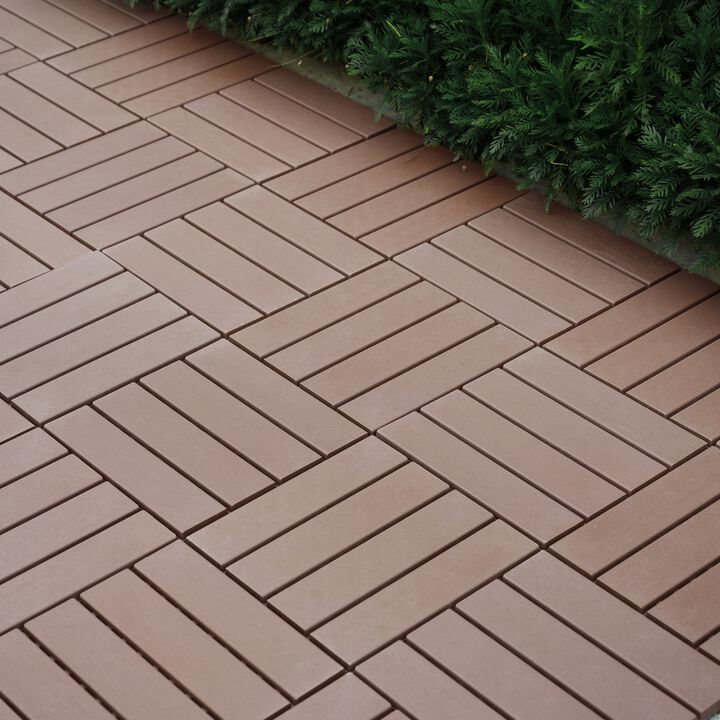 Plastic Interlocking Deck Tiles, 44 Pack 12"x12" Waterproof Patio Flooring for Outdoor and Indoor
