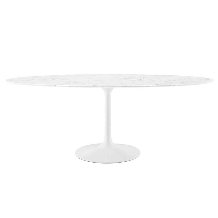 Modway - Lippa 78" Oval Artificial Marble Dining Table White