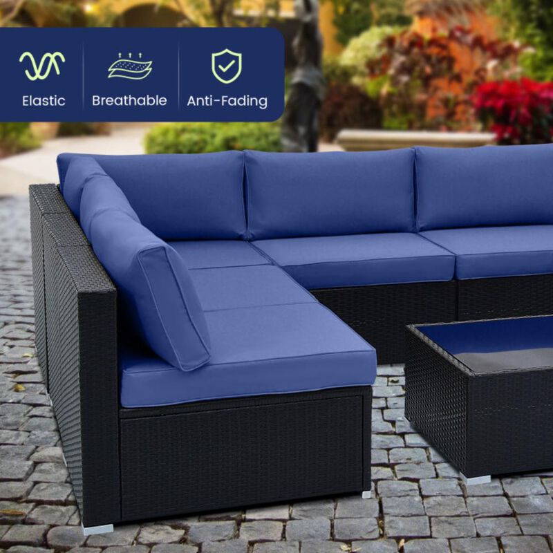 Hivvago 10 Piece Outdoor Wicker Conversation Set with Seat and Back Cushions
