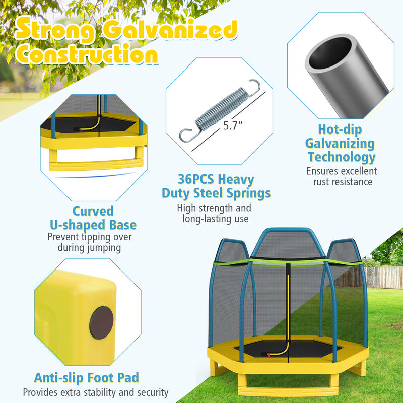 87.6" Children&rsquo;s Trampoline, Recreational Bouncer with Enclosure image number 6