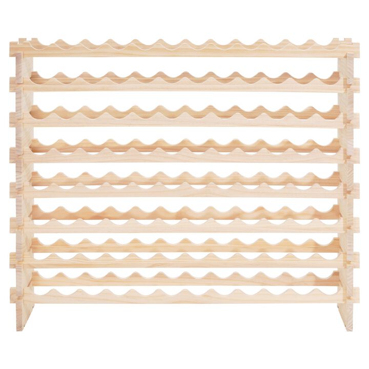 Stackable 96 Bottle Wine Rack with 8 Tiers for Kitchen, Cellar and Bar-Natural