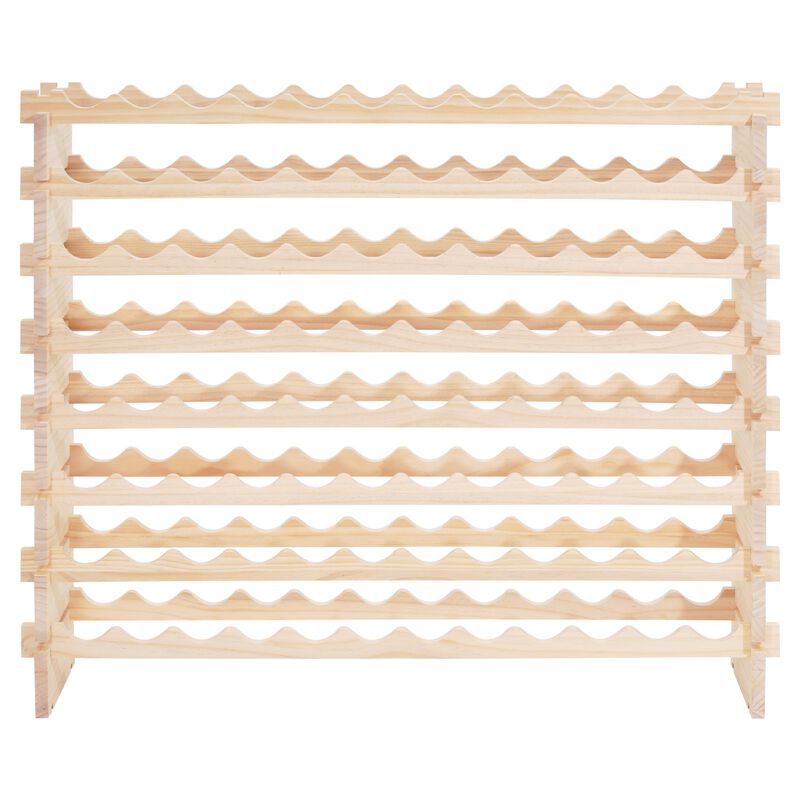 Stackable 96 Bottle Wine Rack with 8 Tiers for Kitchen, Cellar and Bar-Natural image number 0