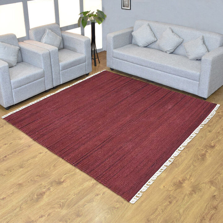 RUGSOTIC CARPETS HAND WOVEN FLAT WEAVE KILIM WOOL ECO-FRIENDLY AREA RUGS - Square Shape, Solid Plain Design, Low Pile  Handmade Area Rugs for Living Room, Bed Room (D00111)