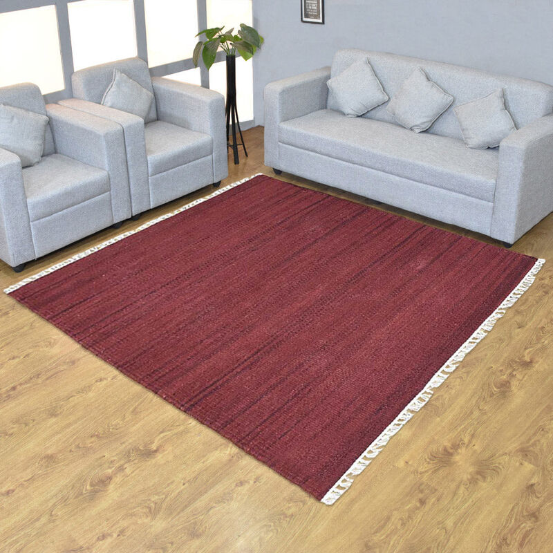 RUGSOTIC CARPETS HAND WOVEN FLAT WEAVE KILIM WOOL ECO-FRIENDLY AREA RUGS - Square Shape, Solid Plain Design, Low Pile  Handmade Area Rugs for Living Room, Bed Room (D00111) image number 1