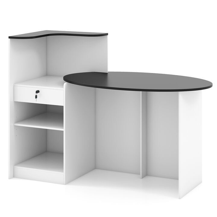 Modern Reception Desk with Oval Tabletop, Front Counter for Office or Salon Use