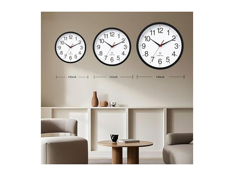 Atomic Black Wall Clock 12 Inch Modern Battery Operated Living Room Decor image number 2