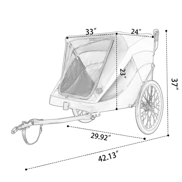 100LB Capacity 2-in-1 Pet Bike Trailer & Push Cart with Storage Pockets & Quick-Release Wheels