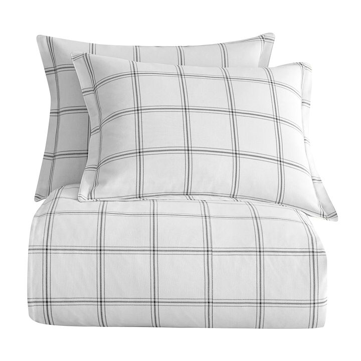 Windowpane Plaid White King Comforter Set