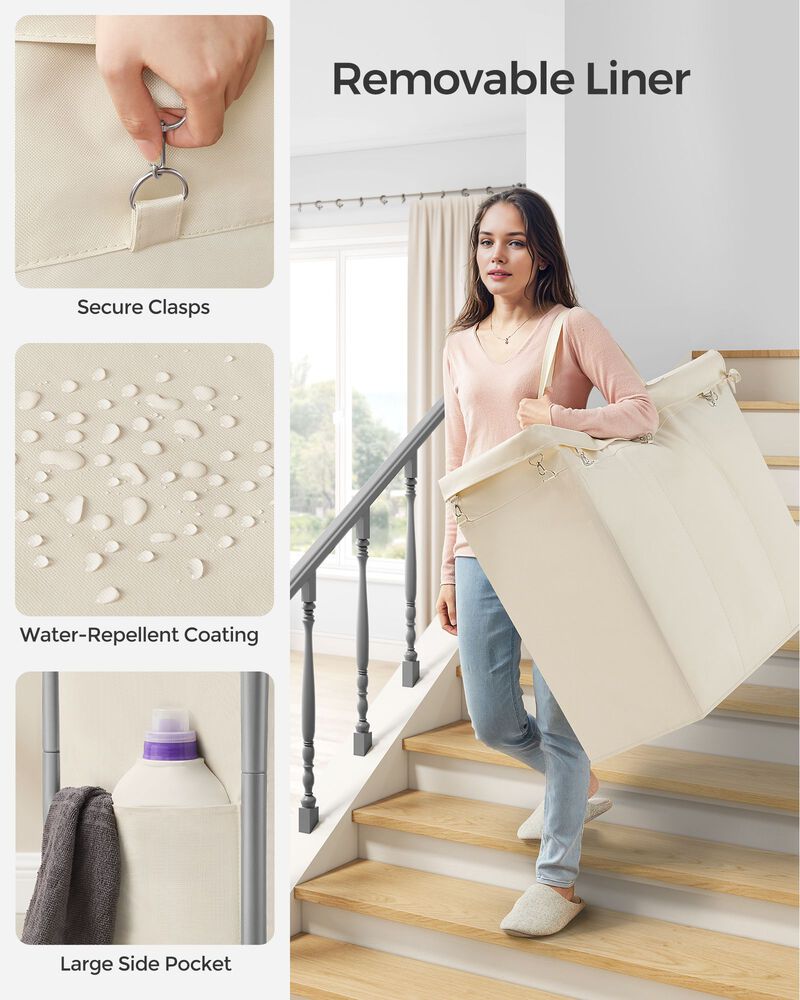 200L Laundry Sorter Cart &ndash; 3-Compartment Rolling Hamper with Removable Liners and Frame