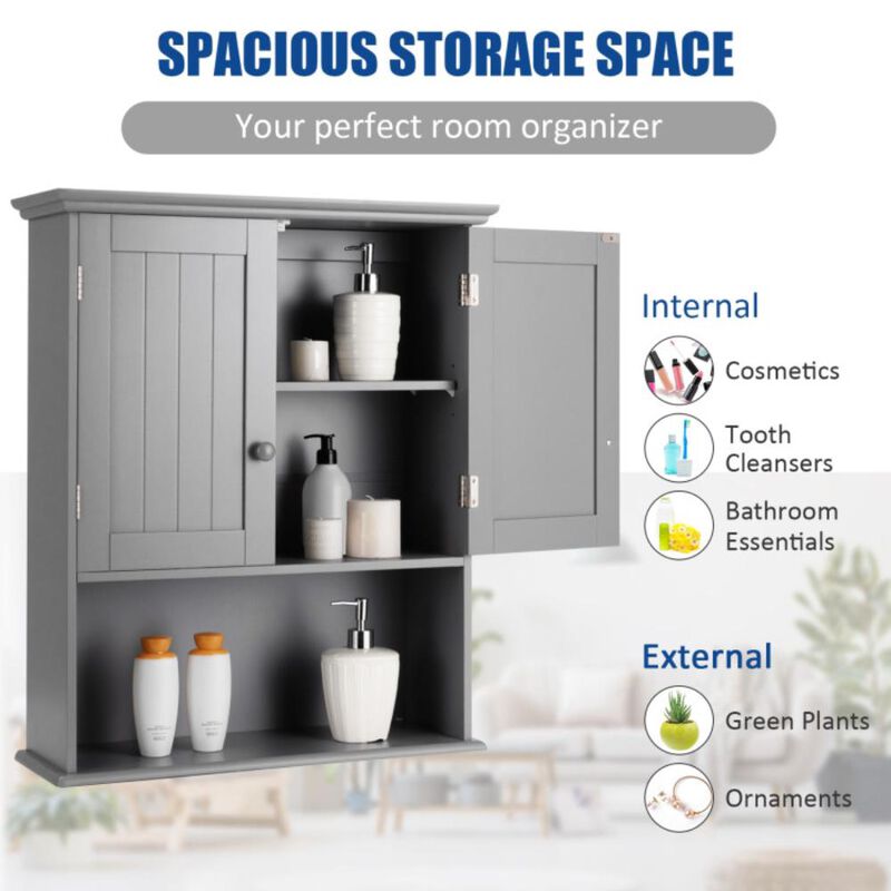 Hivvago 2-Door Wall Mount Bathroom Storage Cabinet with Open Shelf