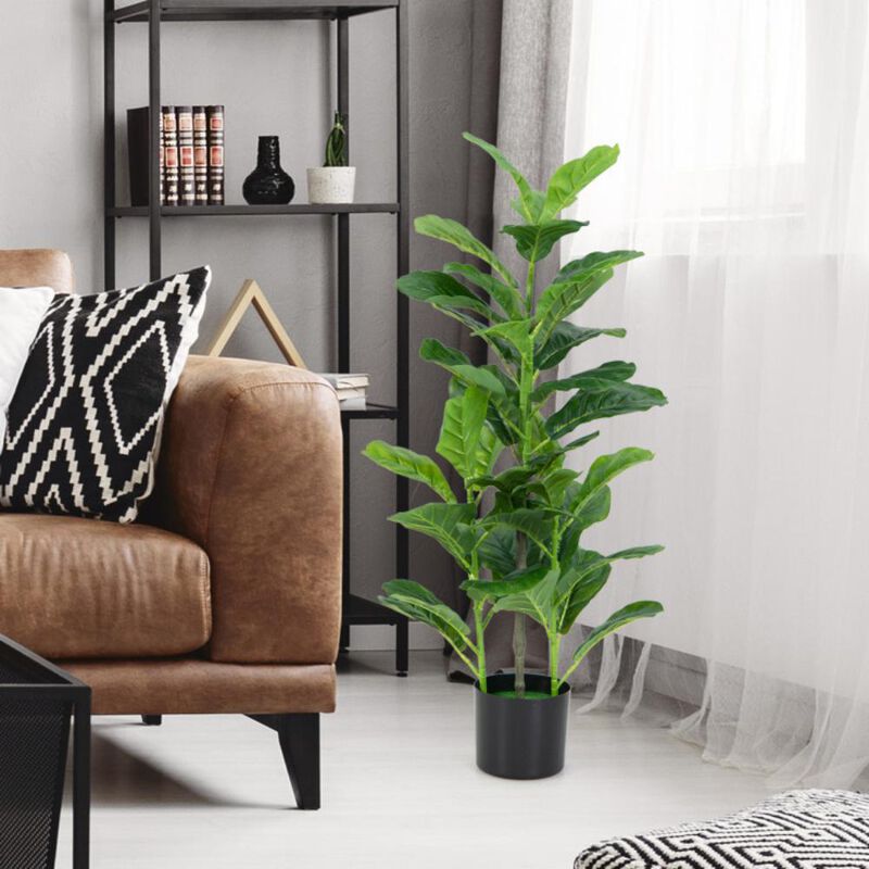 Hivvago 2-Pack Artificial Fiddle Leaf Fig Tree for Indoor and Outdoor