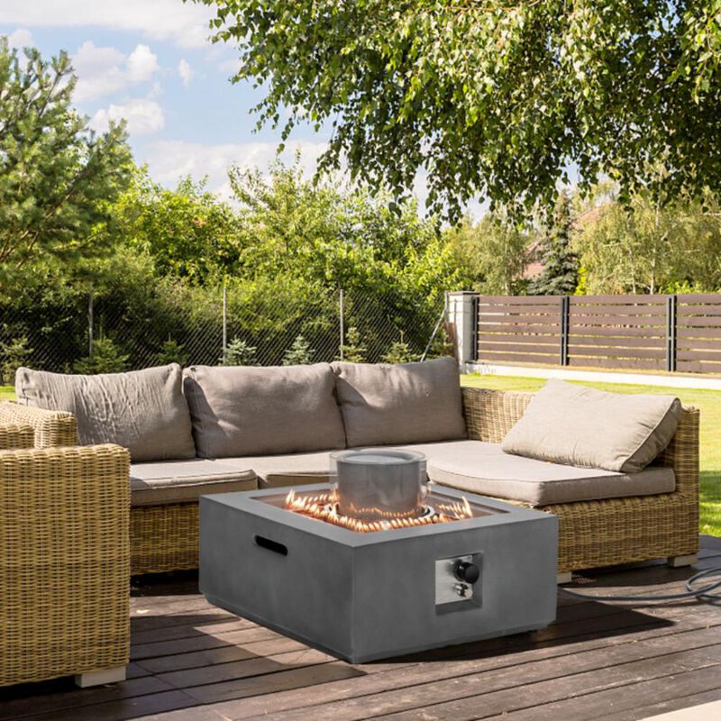 Hivvago 50000 BTU Patio Square Propane Fire Pit with PVC Cover
