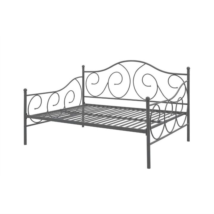 Hivvago Full Metal Daybed Frame Contemporary Design Day Bed in Bronze Pewter Finish