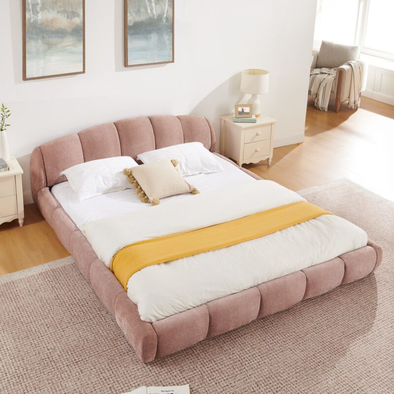 Nefjad Chenille Upholstered Platform Bed Frame image number 1