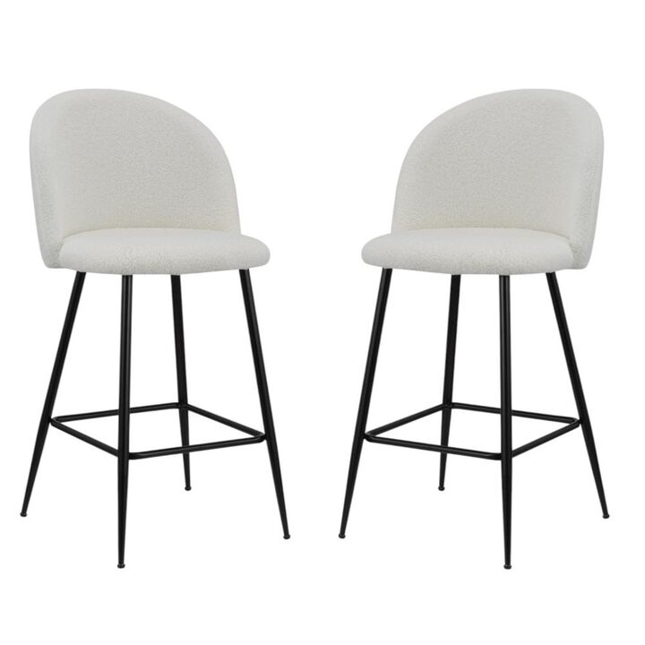 Hivvago Set of Two 26 Inch White and Black Fabric and Metal Low Back Counter Height Bar Chairs