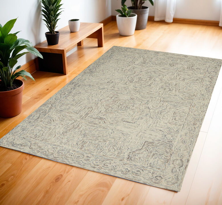 HomeRoots Wool Geometric Area Rug