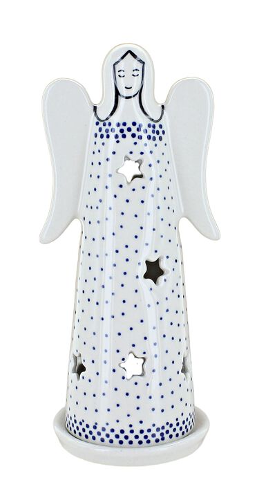 Blue Rose Polish Pottery Dots Large Angel Luminary