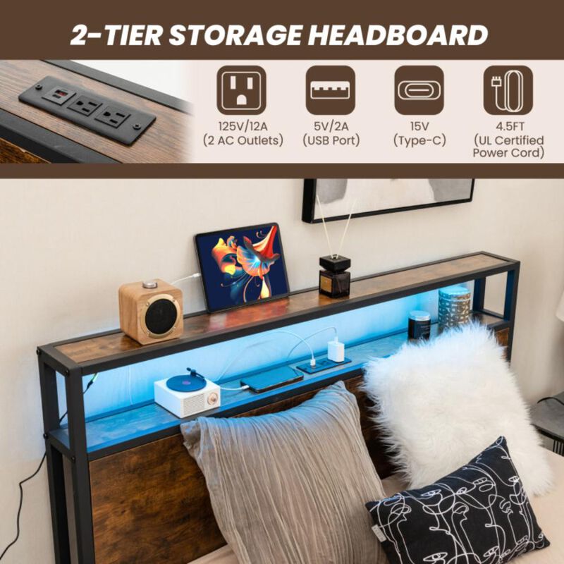 Hivvago Bed Frame with Smart LED Lights and Storage Drawers