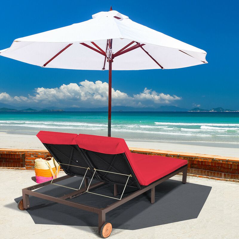 2-Person Patio Rattan Lounge Chair with Adjustable Backrest image number 1