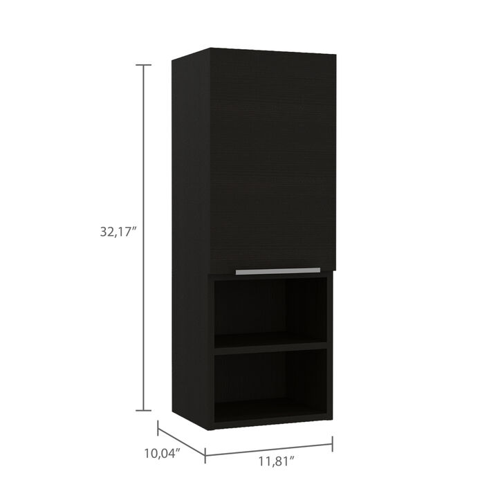 Mila Bathroom Cabinet, Two Interior Shelves, Two External Shelves, Single Door Cabinet -Black