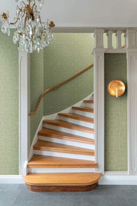 Ceiling Green Intricate Floral Wallpaper (Set of 2)