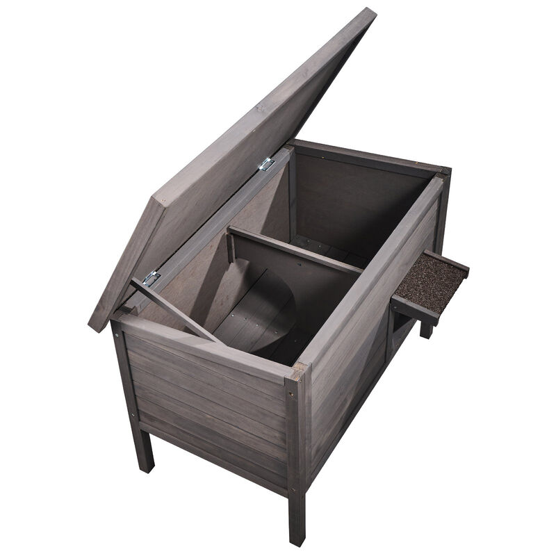 Feral Cat House for Outdoors, Wooden Shelter with Roof and PVC Door Flaps image number 8