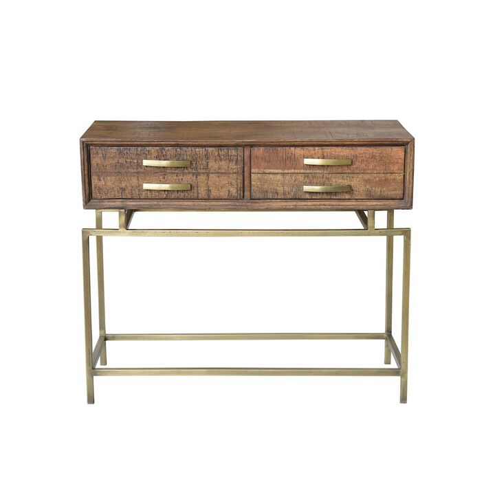 Mid-Century Goldbust 2-Drawer Console Table