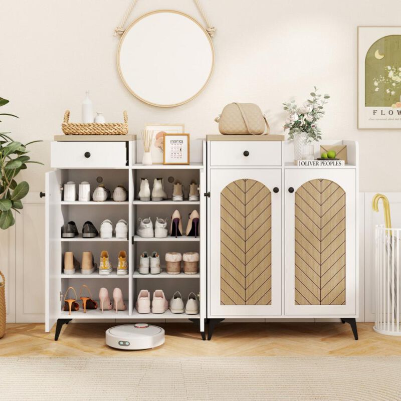 Hivvago 2-Door Shoe Rack Organizer with Drawer and 6 Removable Shelves