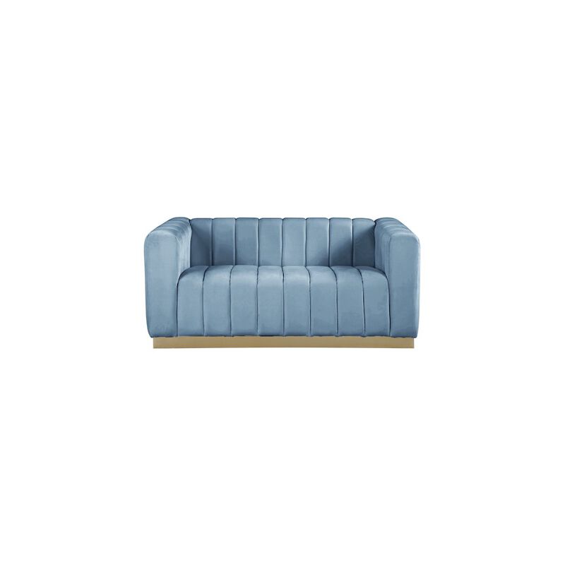 Meridian Furniture Marlon Sky Blue Velvet Loveseat