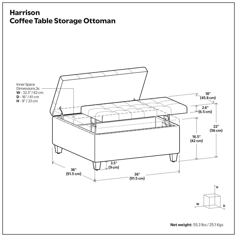 Harrison Coffee Table Storage Ottoman image number 9