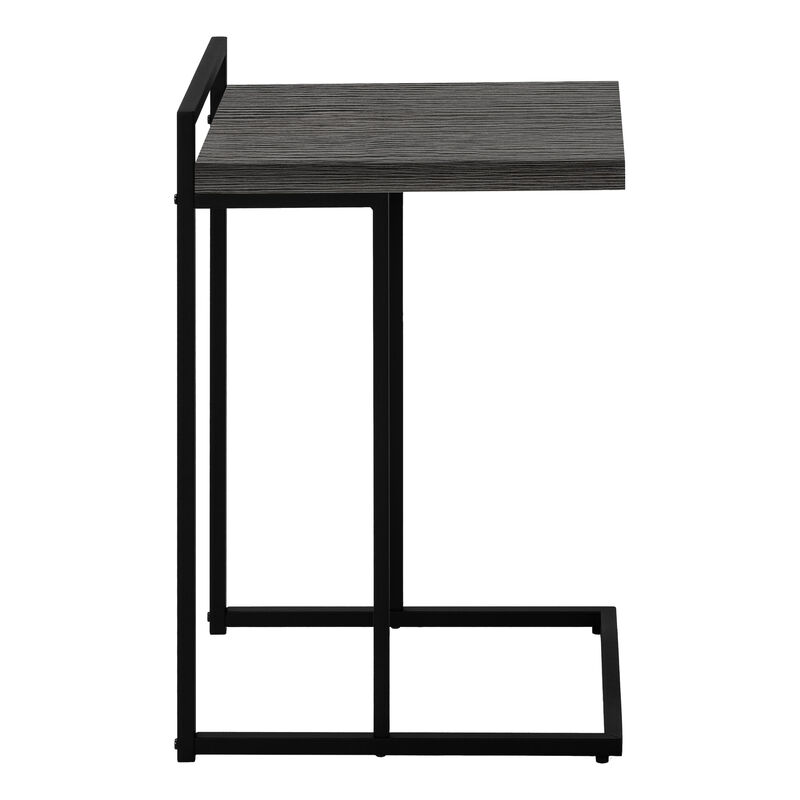 Monarch Specialties I 3634 Accent Table, C-shaped, End, Side, Snack, Living Room, Bedroom, Metal, Laminate, Grey, Black, Contemporary, Modern image number 4
