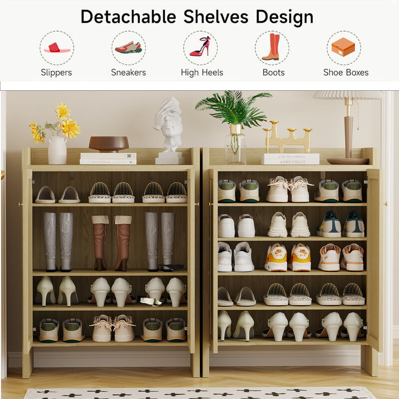 Tolnil 42.5" Tall Rattan Shoe Cabinet image number 5