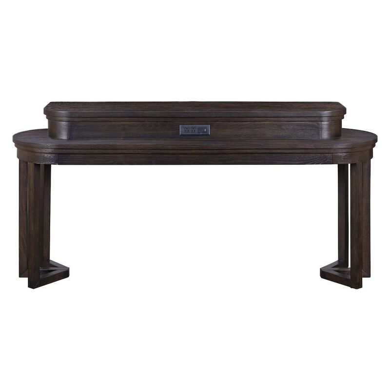 Liberty Furniture Living Room Console Bar Table - AC USB Charging Station  - Peppercorn Oak Wood image number 4