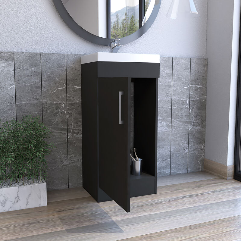 DEPOT E-SHOP Sevilla Bathroom Vanity, Single Door Cabinet, Black
