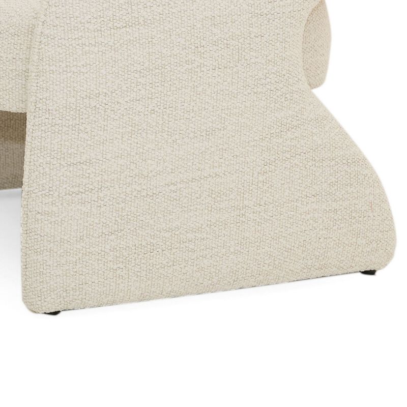 31 Inch Accent Chair, Cream Fabric, Curved Back, Round Arms, Plush Seat-Benzara image number 4