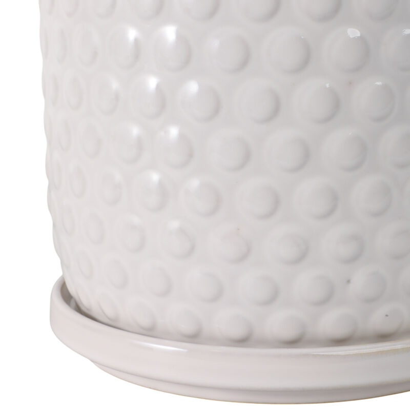 S/2 6/8" Bubble Planter W/ Saucer, White image number 4