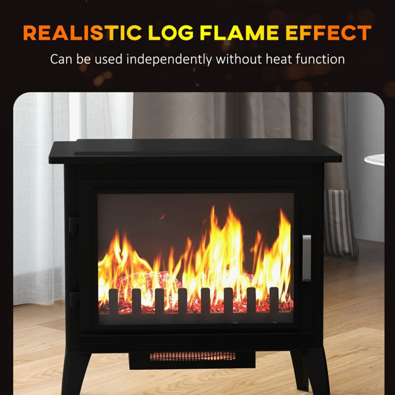 Freestanding Electric Fireplace with Adjustable Temperature, Realistic Flame Heater for Home