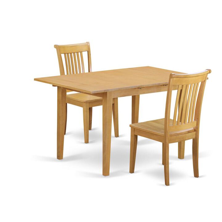East West Furniture Dining Room Set Oak, NOPO3-OAK-W