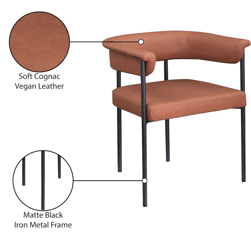 Meridian Furniture Malin Cognac Vegan Leather Dining Chair, Set of 2