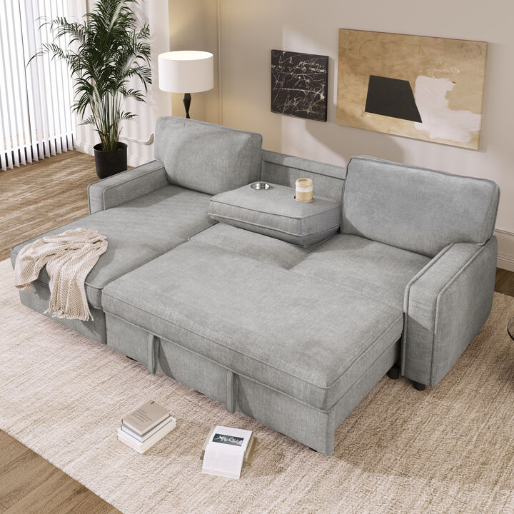 Merax Upholstery Sectional Sleeper Sofa with Storage