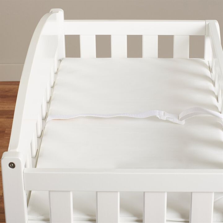 QuikFurn Modern White Wooden Baby Changing Table with Safety Rail Pad and Strap